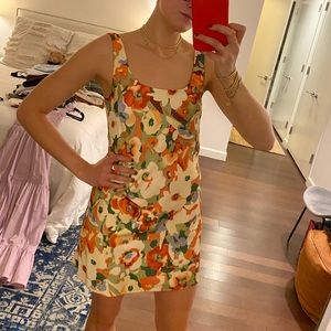 Silk floral mini dress